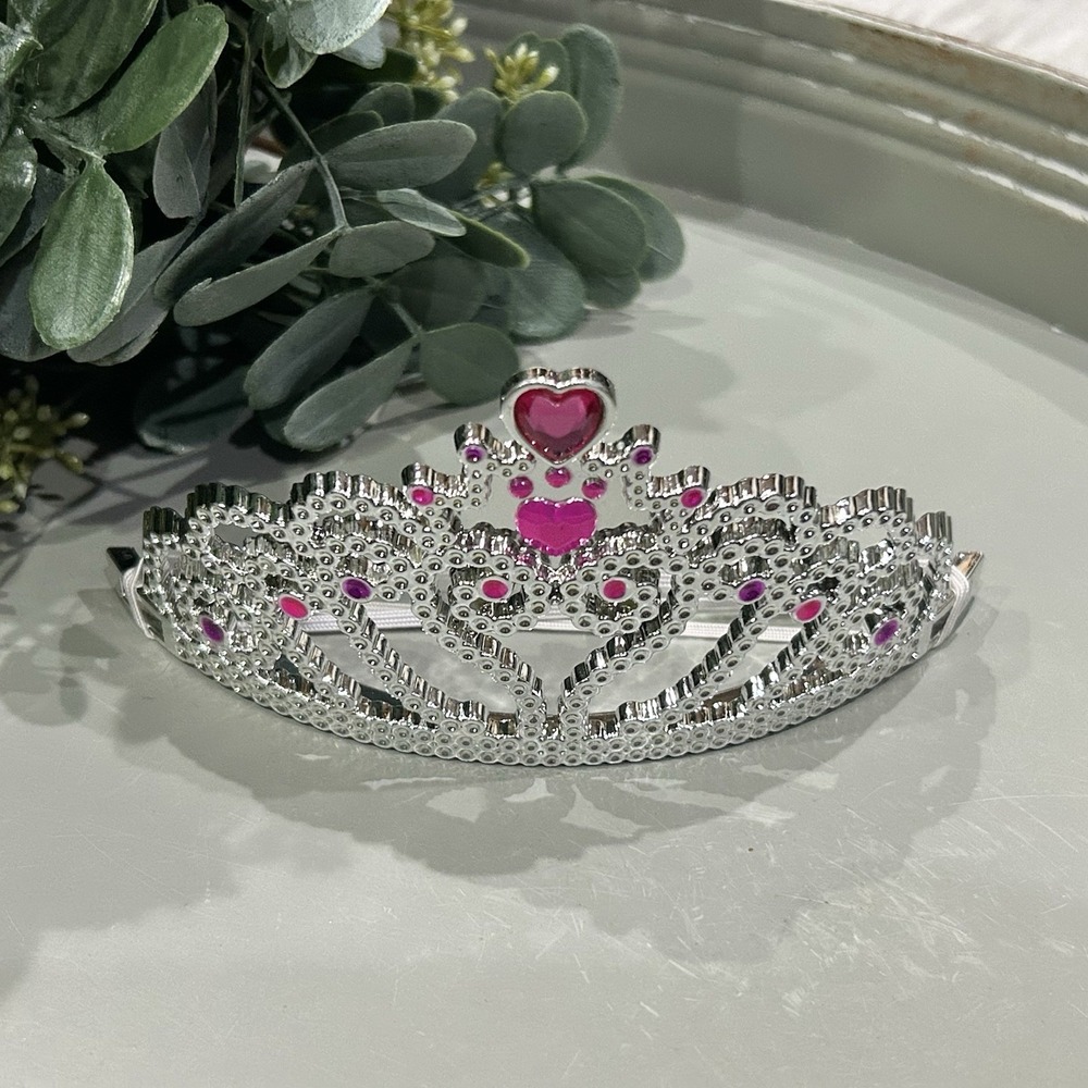 Build a Bear Workshop Jeweled Princess Toy Crown, Silver with Pink Accents